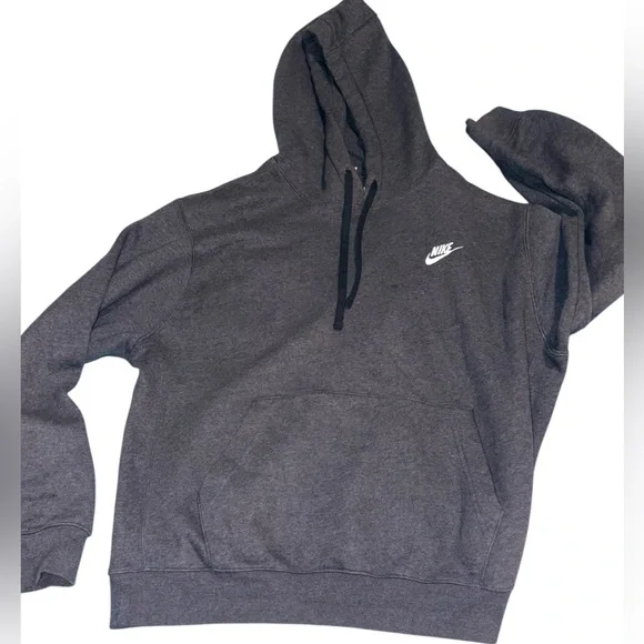 Nike Sportswear Club Gray Athletic Fleece Pullover Hoodie Sweatshirt size L - Picture 3 of 11